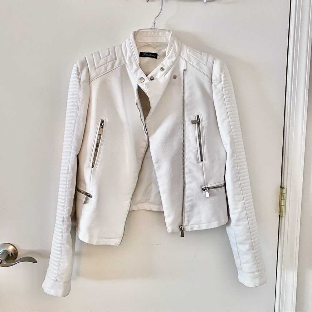 White Leather Moto Jacket